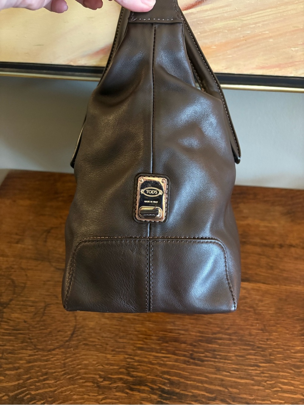 Tod’s D-Styling Leather Bauletto Satchel Bag - Chocolate Brown (Excellent) CoA - Picture 12 of 17